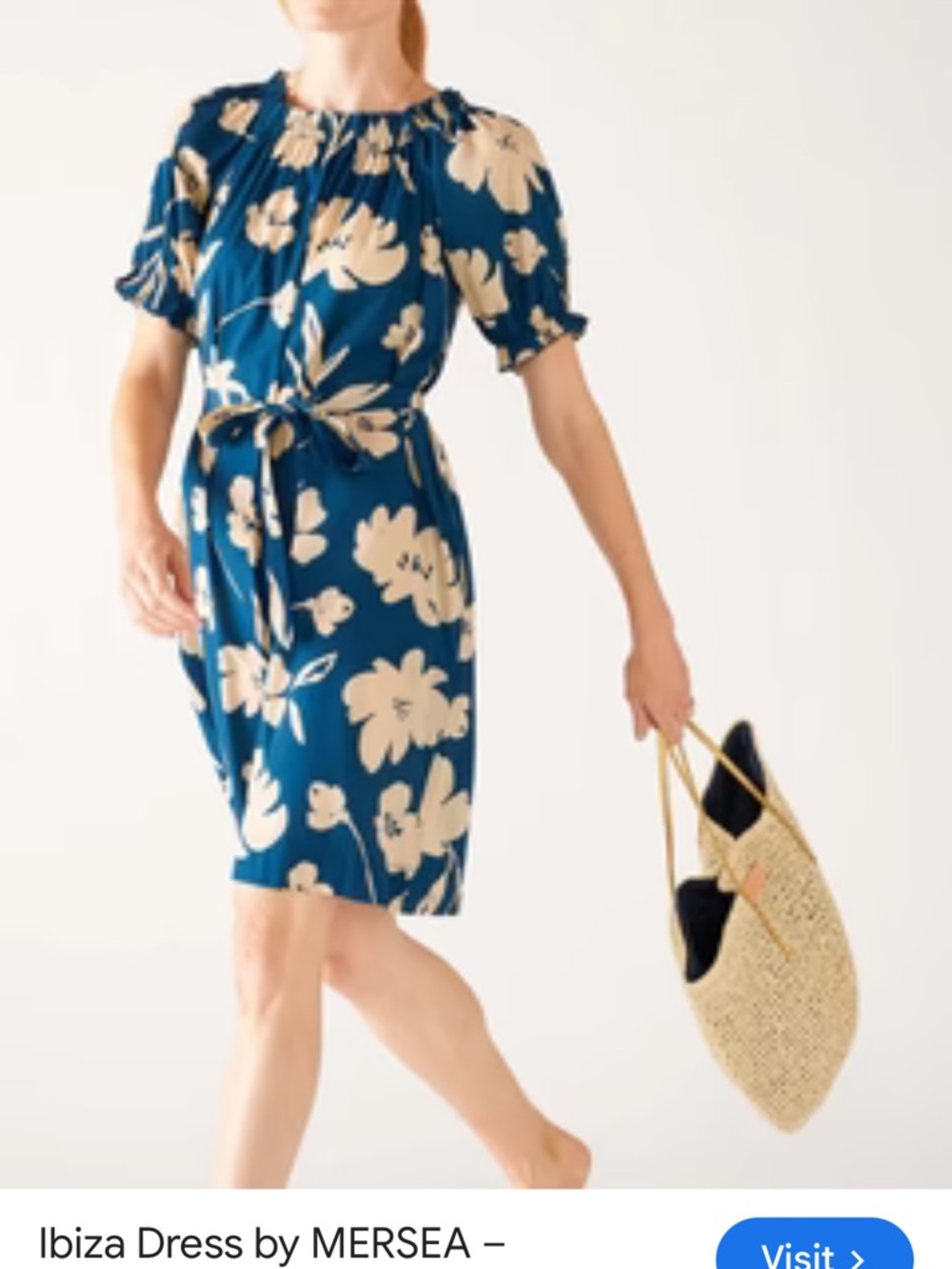 La Mer Teal and Cream Floral Midi Dress NWT